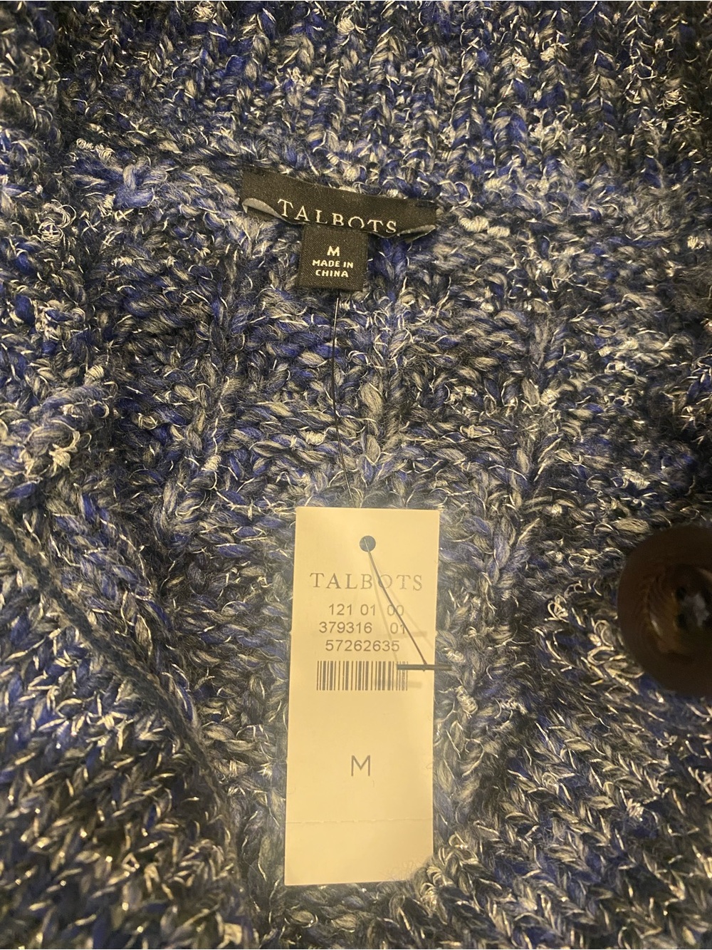 NWT Talbots Blue Metallic Tweed Mockneck Cabin Lake Cozy Classic Sweater Size M - Picture 12 of 13